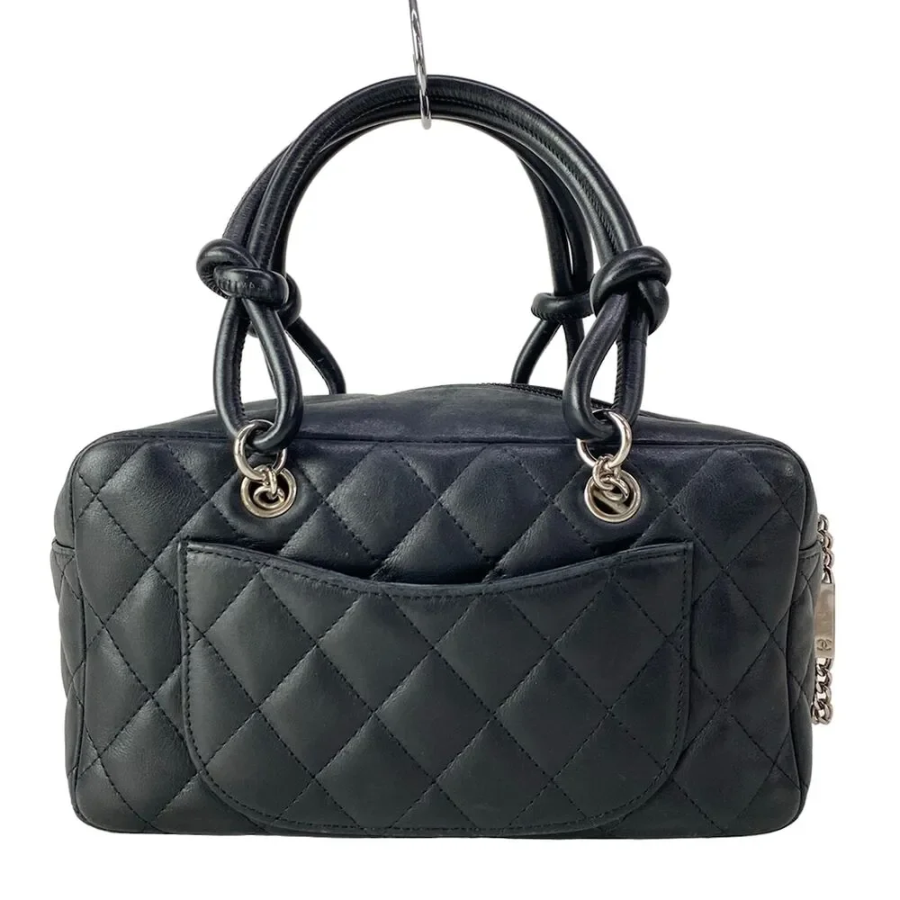 Chanel Cambon Mini Bowling Bag Handbag A29792 Lambskin Patent Leather